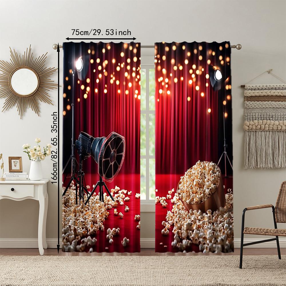 2 Pcs   Versatile Polyester Transparent Curtains for Home Decoration Movie Night for Use In Bedrooms and Living Rooms