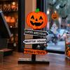 Halloween Atmosphere Props Wooden Sign Decoration DIY Ghost Pumpkin Bat Tabletop Ornament with Party Centerpieces Spooky Slogans Rustic for