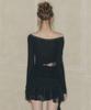PAINORPLEASURE Lace Boatneck Top Black