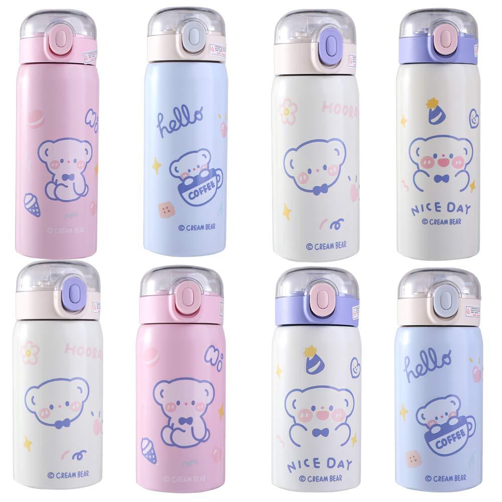 Cartoon Water Bottle Large Capacity Coffee Cup Leak Proof Straw Insulated Cup  Gift