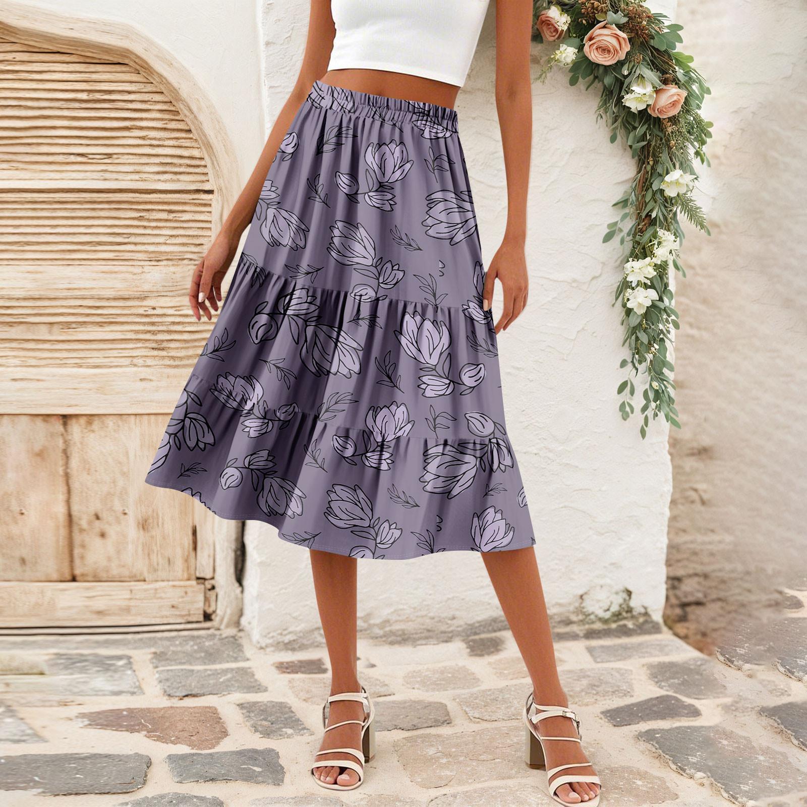 

Женская повседневная юбка А-силуэта с высокой талией, юбка в полоску с принтом в горошек и карманами S