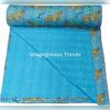 Aizza Trends Handmade Pure Cotton Tiger Print Kantha Quilt  - Traditional Look Bed Spread Kantha Gudri - Vintage Hand Stitch Gudri