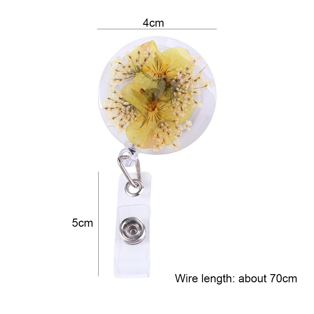 Resin Transparent Key Holder Pressed Floral Card Badge Holder Reels Keyring Badge Reel ID Lanyard