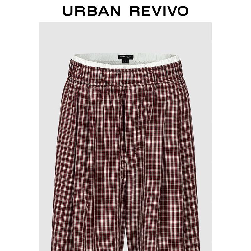 UR Damen Retro Karomuster Weitbeinige Hose