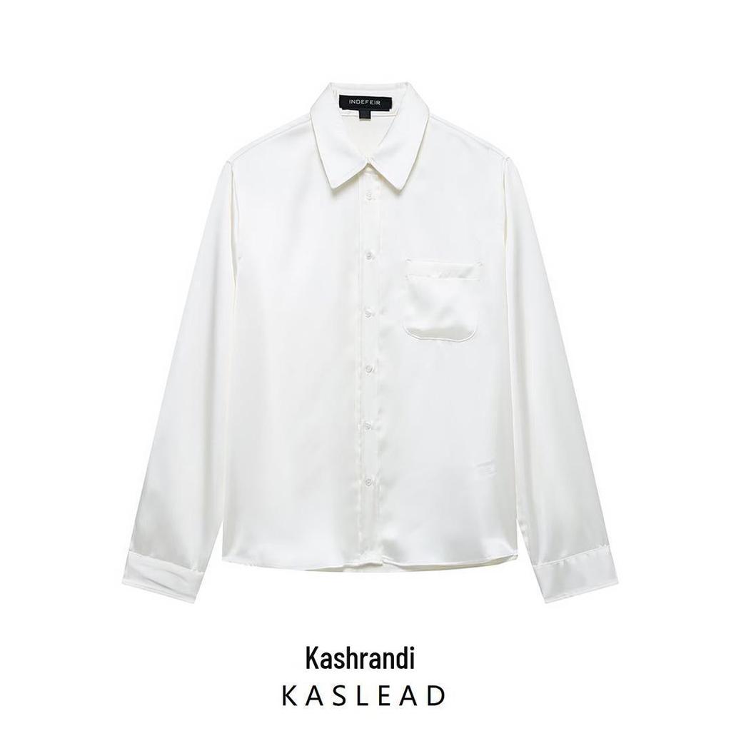 Spring 2025 Women's European & American Style Cotton Shirt with Ruffle Detail