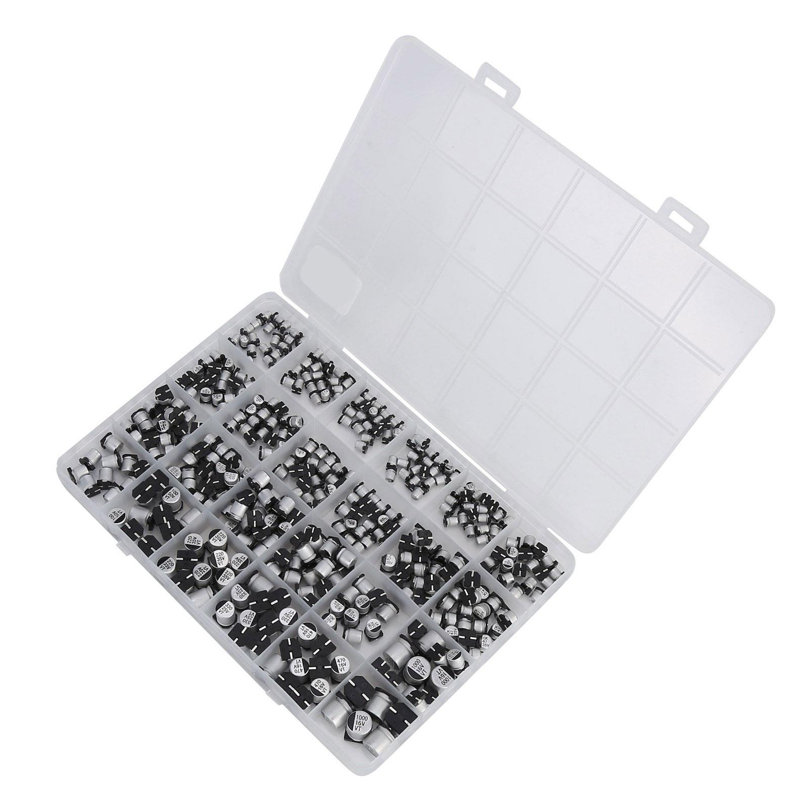 

400 шт. SMD електролітичний конденсатор 24 номінали алюмінієвий 1 мкФНабір аксесуарів 1000 мкФ 6,3 В50В