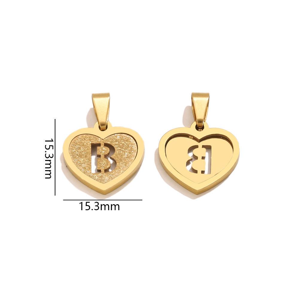 5Pcs/Bag Stainless Steel Gold-plated Heart Letter Pendant DIY Accessory Fashionable Versatile Letter Necklace Pendant