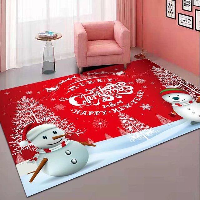 Santa Claus Pattern Carpet Modern Style Living Room Large -Scale Decorative CushionYear 'S Bedroom Festive Bedside Carpet