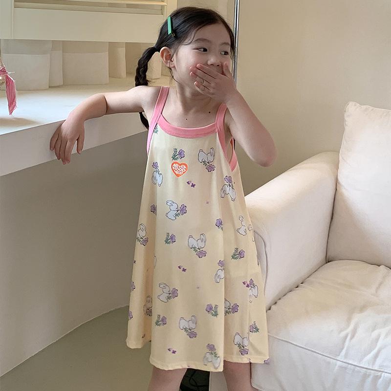 Girls' Cute Summer Sleeveless Nightgown Pajamas