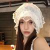 Prodyšná čepice, klobouk Y2k, krajka, klobouk Skullies, korejská módní baretová čepice pro ženy a dívky