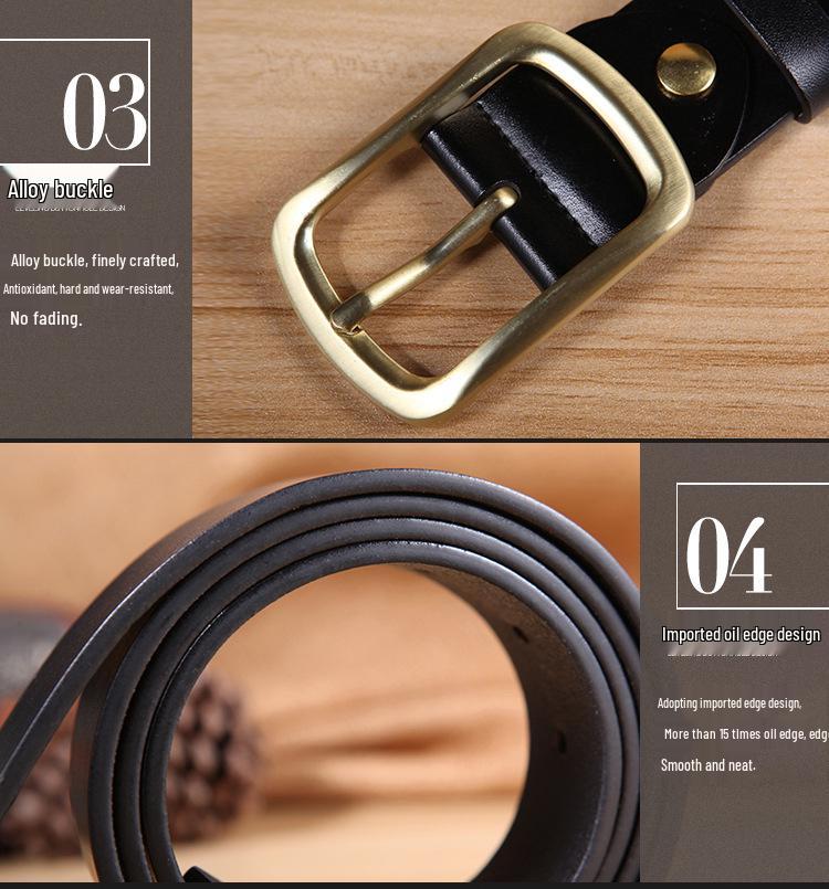 Men's Genuine Full Grain Leather Casual Antique Waist Belt