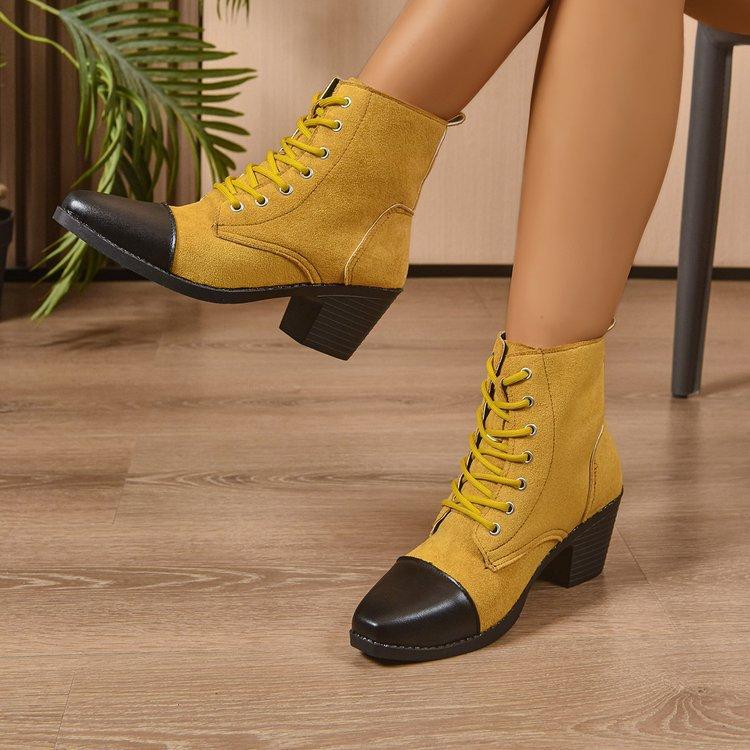 Women's Fashion Hundred Soft Elastic Comfortable Ankle Boots Shock Absorbing Anti-slip Casual Sports Lace-up Martin Boots