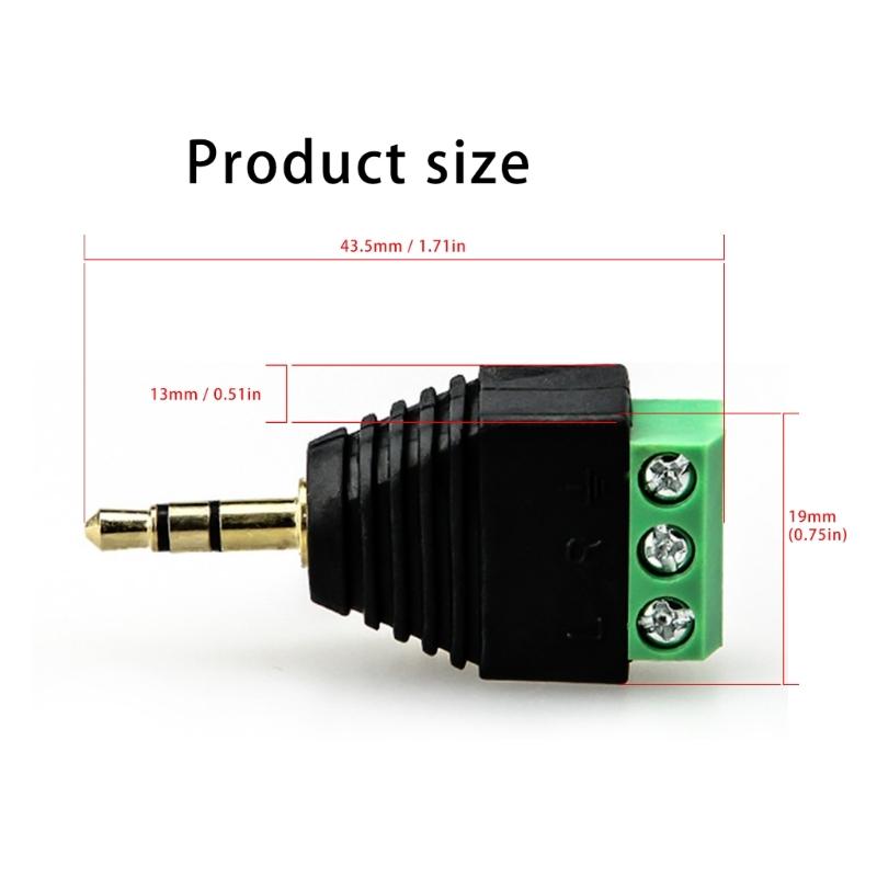 4pcs 3.5mm Balun Male To Screw Terminals Female Adapter Easy To Use for Microphones & Earphones Without Soldering