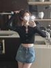 2025 Plus Size Spicy Retro A-line Denim Mini Skirt - High Waist Summer Skirt Pants for Women