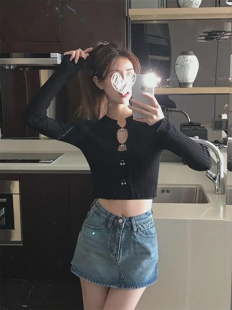 2025 Plus Size Spicy Retro A-line Denim Mini Skirt - High Waist Summer Skirt Pants for Women