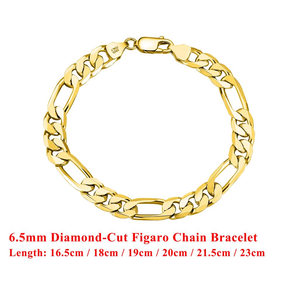 EFFIE QUEEN 925 Sterling Silver Diamond Cut Classic Figaro Hollow Out Chain Bracelet For Women Men Dainty Fine Jewelry SB108