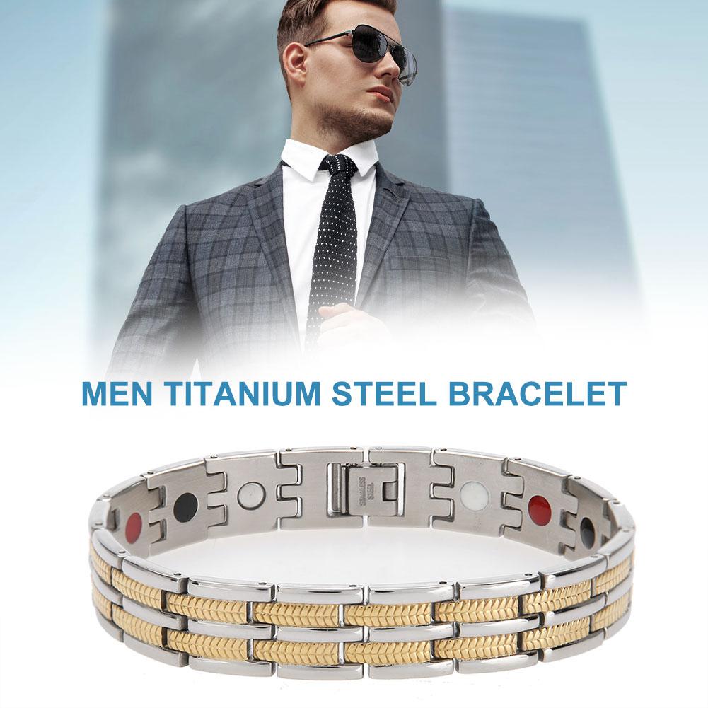 Men Titanium Steel Chain Magnets Magnetic Health Care Bracelet Jewelry Gift