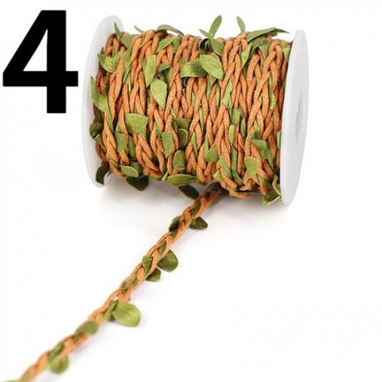 10m DIY Knit Hemp Rope Ribbon Cord 3D Leaf Woven Sold By The Roll for Hat Craft