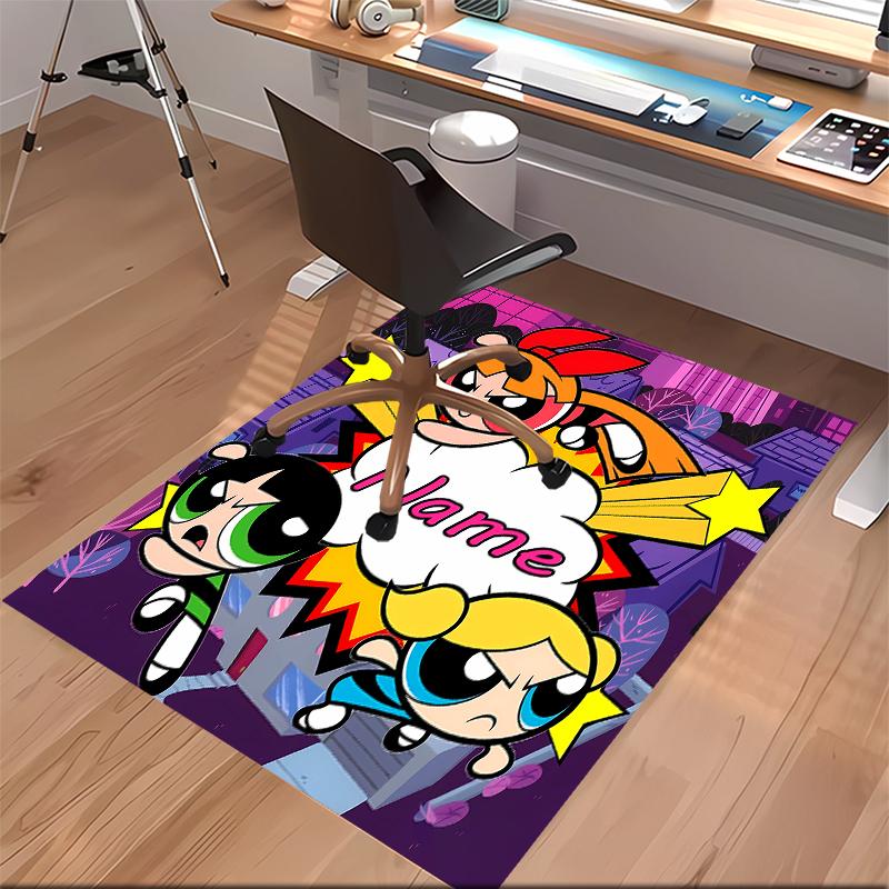 Individuelle Personalisierung The Powerpuff Girls Teppich - Weich, Waschbar, Rutschfest, Indoor-Matte, Wohnzimmer, Heim & Büro Dekorativer Teppich