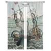 Sea Octopus Cthulhu Sheer Curtains for Living Room Modern Voile Curtain Bedroom Tulle Curtains Window Drapes Decor