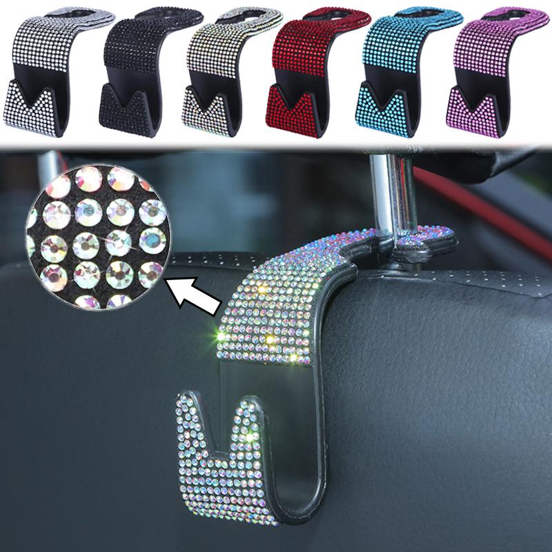 Diamond Car Seat Back Hook Bling Rhinestone Storage Hanger Auto Back Headrest Mount Storage Holder Hook Car Interior Accessories