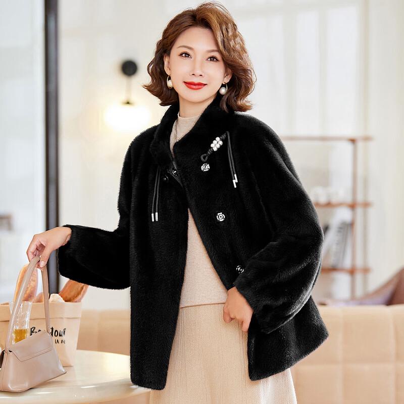 

Пальто зимнее из искусственного норкового бархата для пожилых женщин в новом китайском стиле 2XL