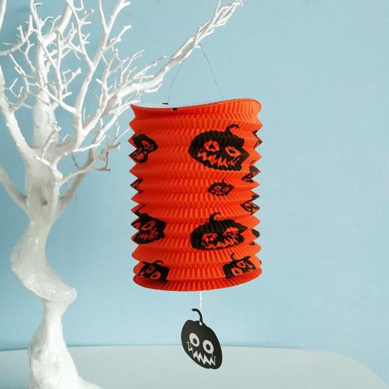 Foldable Lanterns Decor Halloween Hanging Folding Paper Lantern, Spooky Pumpkin Witch Spider Accordion Decoration Lantern for Haunted House