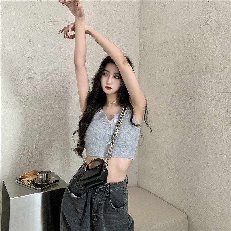 Women Vest Cotton Round Neck Solid Color Basic Sleeveless Undershirt Tops Tees