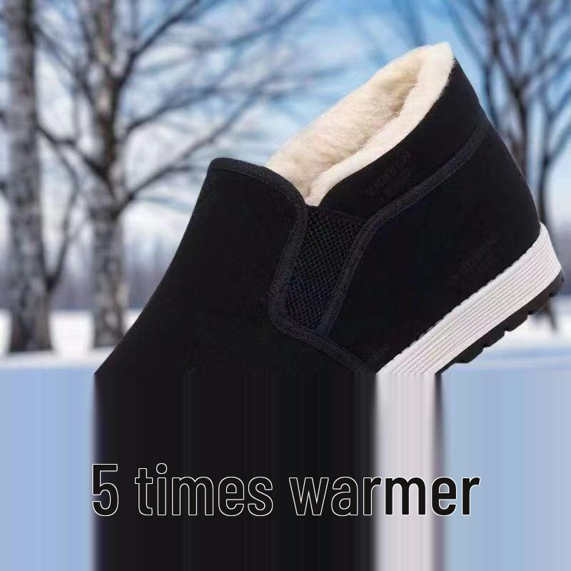 High-Top Fleece-Lined Winter Slip-On Shoes - Warm, Comfortable, and Cold-Proof.