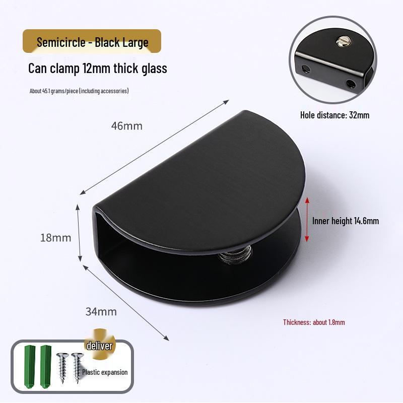 Stainless Steel Semicircular Square Glass Clamp Shelf Bracket