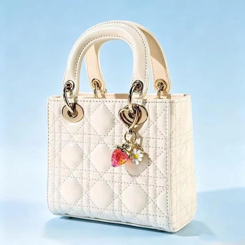 Cute Strawberry Heart Flower Keychain Bag Charms For Girls Purse Gifts Decor Accessories