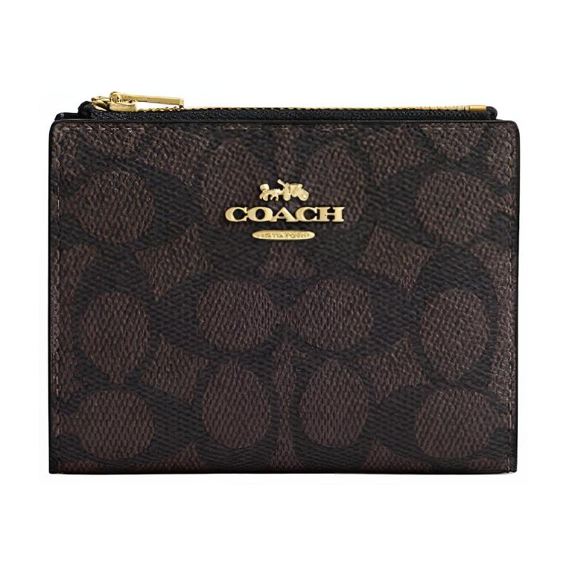 COACH ogo Bi-fold Closure Coated Canvas Wallet Women s Tan walnut коричневый