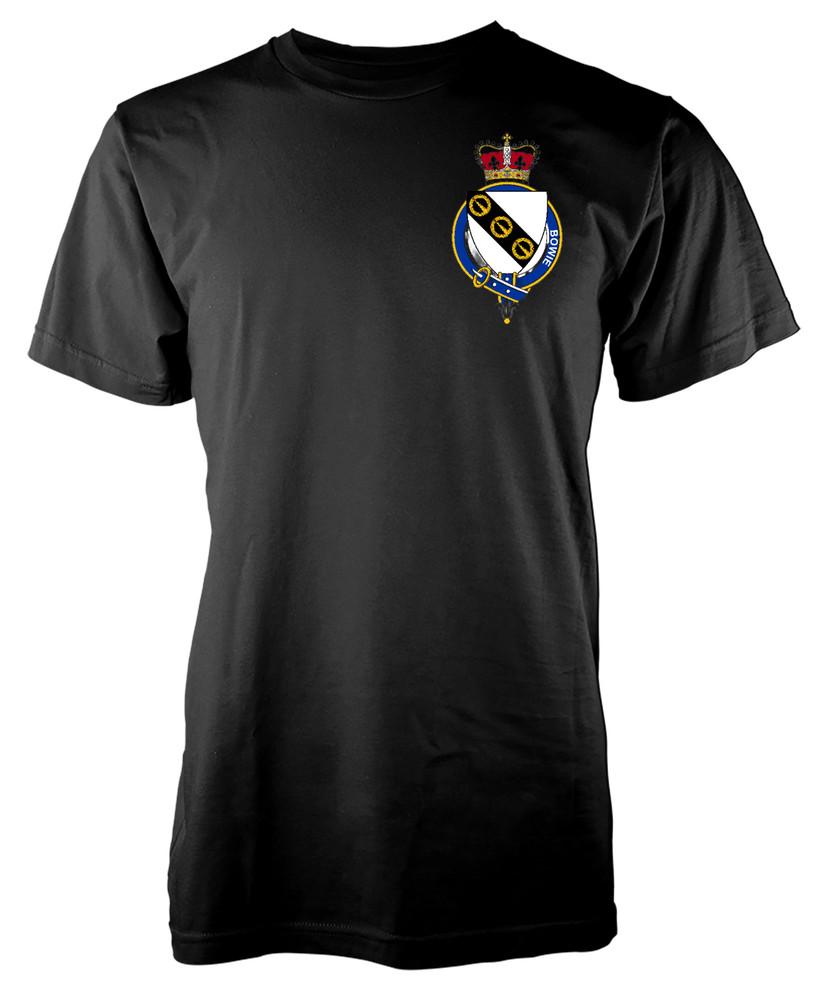 

Personalised Bowie Scottish Family Name T-Shirt Crest Badge Coat Of Arms Adult 4XL