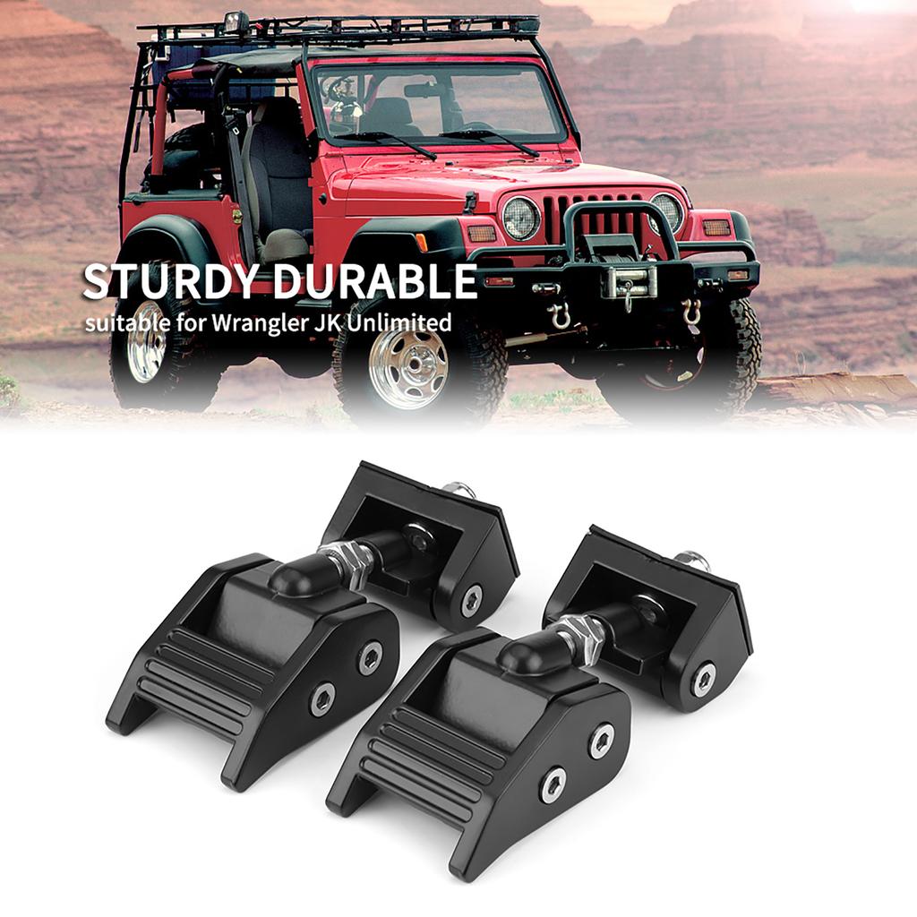 Kit de 2 piezas de pestillo de bloqueo de capó, soporte, hebilla, sujetador para Wrangler JK Unlimited 2007 2017