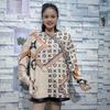 Women's Rhinestone-Embellished Loose-Fit Knit Top, Plus Size, Tummy-Concealing, Slimming, Convertible as Outerwear Round Neck Sweater