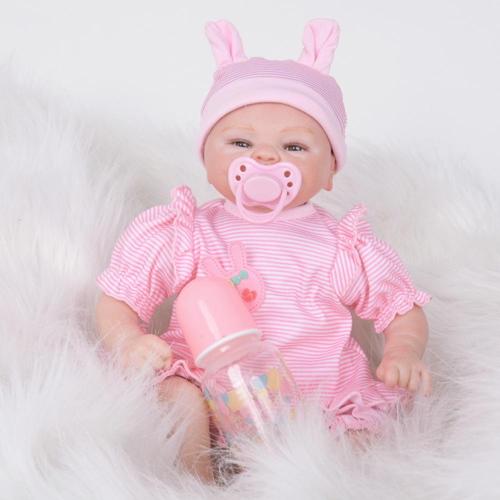 Lifelike Baby Reborn Dolls Rooted Mohair Silicone Vinyl Fake Newborn Doll Baby