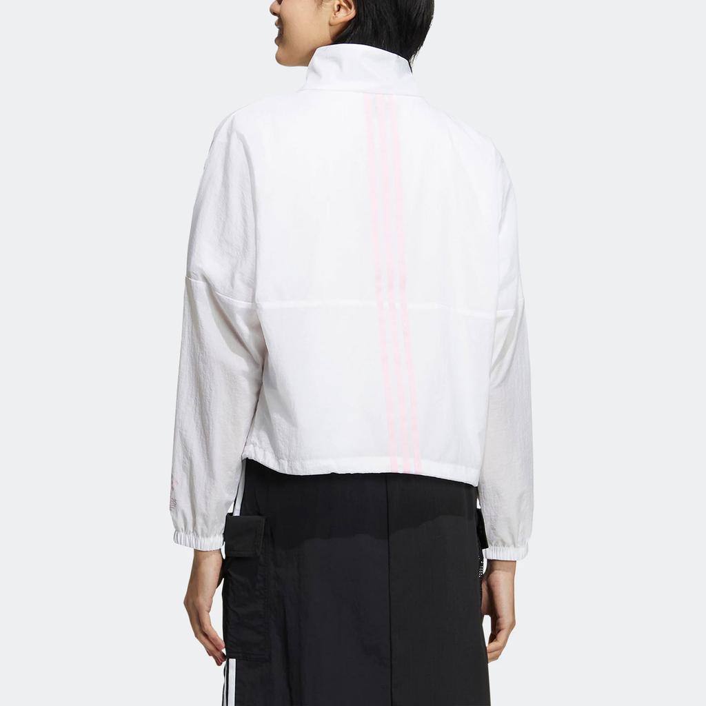 Adidas Neo Logo Print Sports Jacket with Stand Collar Women Outerwear White HN2386