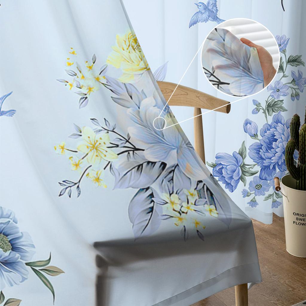 Flower Bird Leaf Sheer Curtains For Living Room Bedroom Kids Room Tulle Window Treatment Drapes