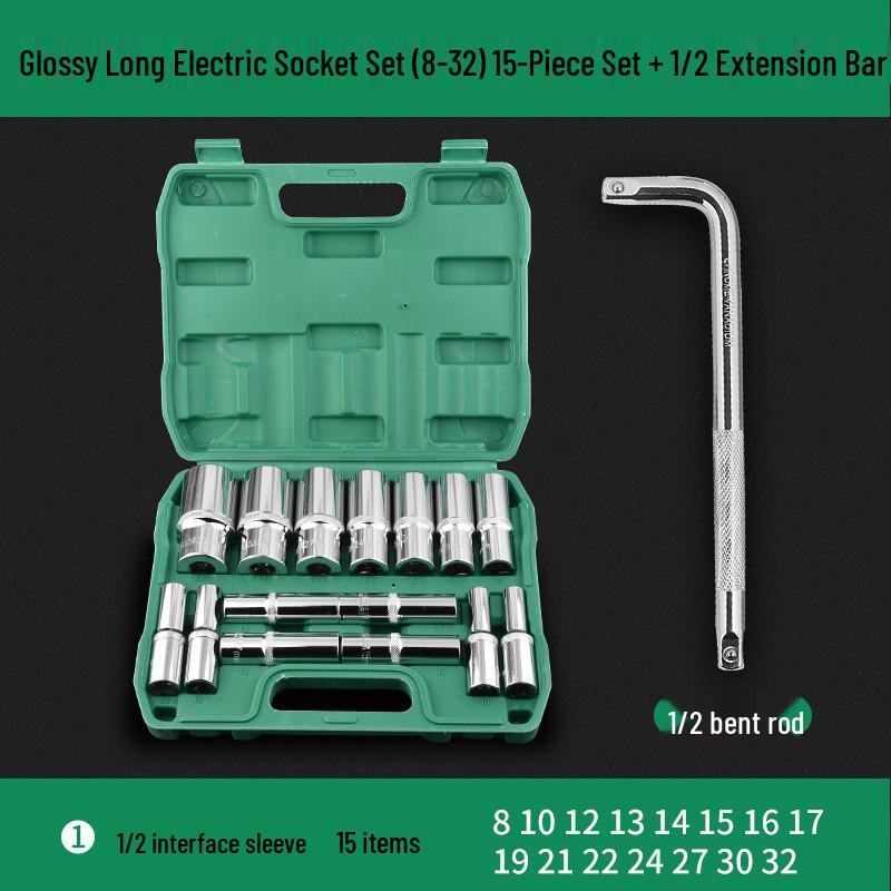 Extended Electric Hex Socket Hand Drill and Impact Wrench Tool Set