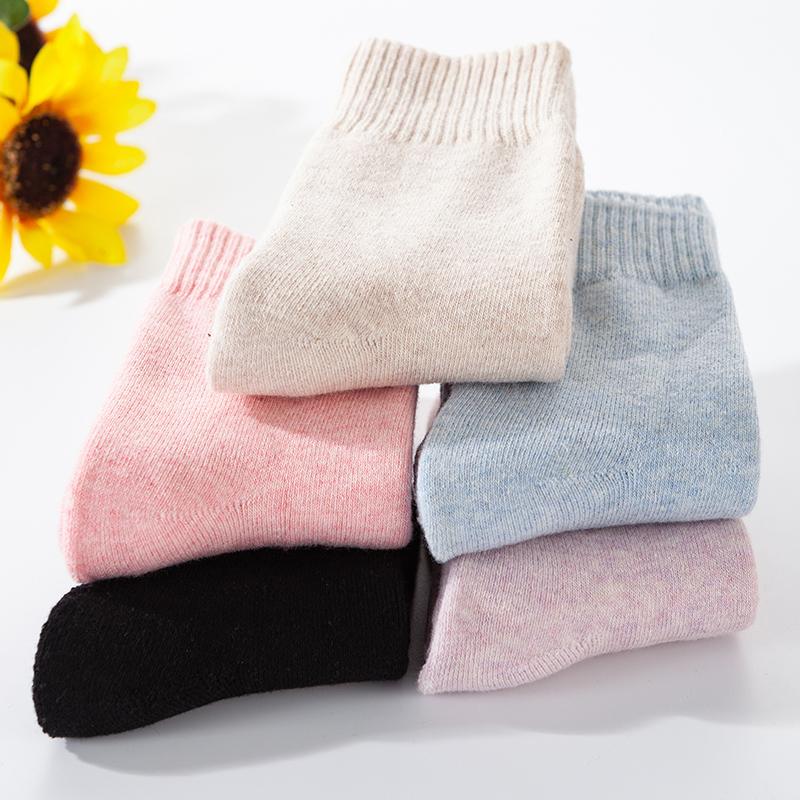 1 Pairs Winter Warm Wool Women Socks Thicken Plush Solid Color Christmas Against Cold Snow Soft Therma Sleep Sock