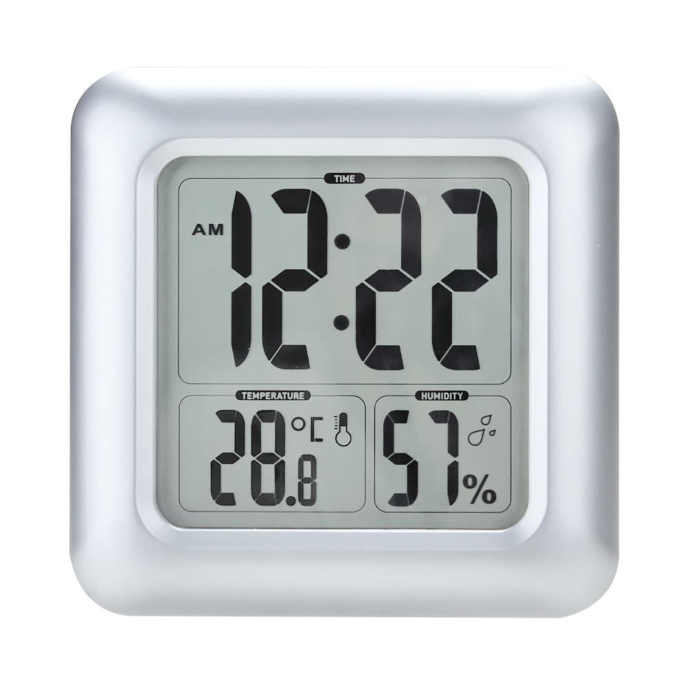 BALRD B0006 Digital Bathroom Wall Clock Big LCD Waterproof with Temperature Humidity Decorative Home Thermometer Shower Clock