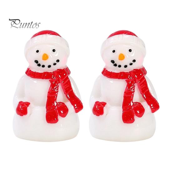 Healing Desktop Figurines 2Pcs Christmas Mini Snowman Figurines, Winter Tiny Resin Decoration, Xmas Micro Holiday Gift Box Fillers Landscape Ornament