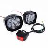 1 Pair Universal 12V Motorcycle LED Headlight Scooter Moto Super Bright Working Fog Spotlight Daytime Running Lights with Switch