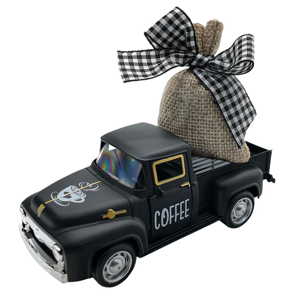 Vintage Mini Kovový Model Nákladního Auta s Odnímatelným Jutovým Pytlíkem pro Kávový Koutek a Ozdoby na Pulty