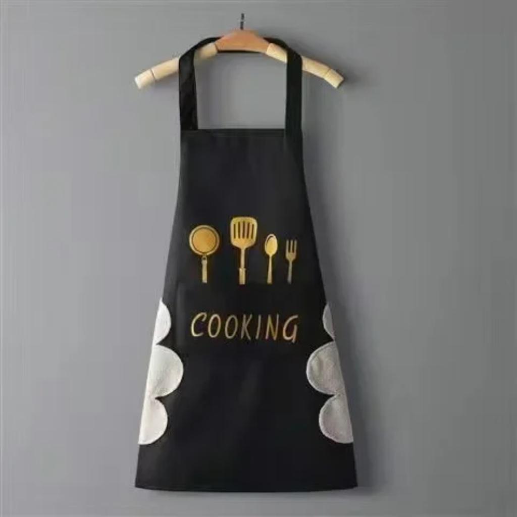 Waterproof Oil Proof Breathable Kitchen Apron with Pocket Unisex Adjustable Cooking Print Design Smock for Men Women Apron 1PC