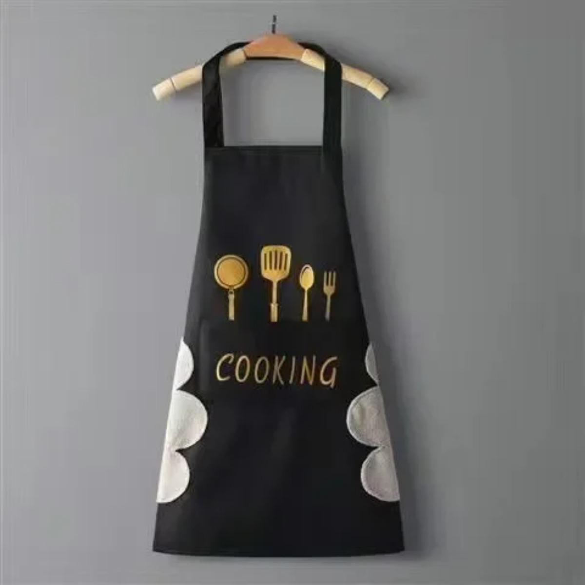 

Waterproof Oil Proof Breathable Kitchen Apron with Pocket Unisex Adjustable Cooking Print Design Smock for Men Women Apron 1PC