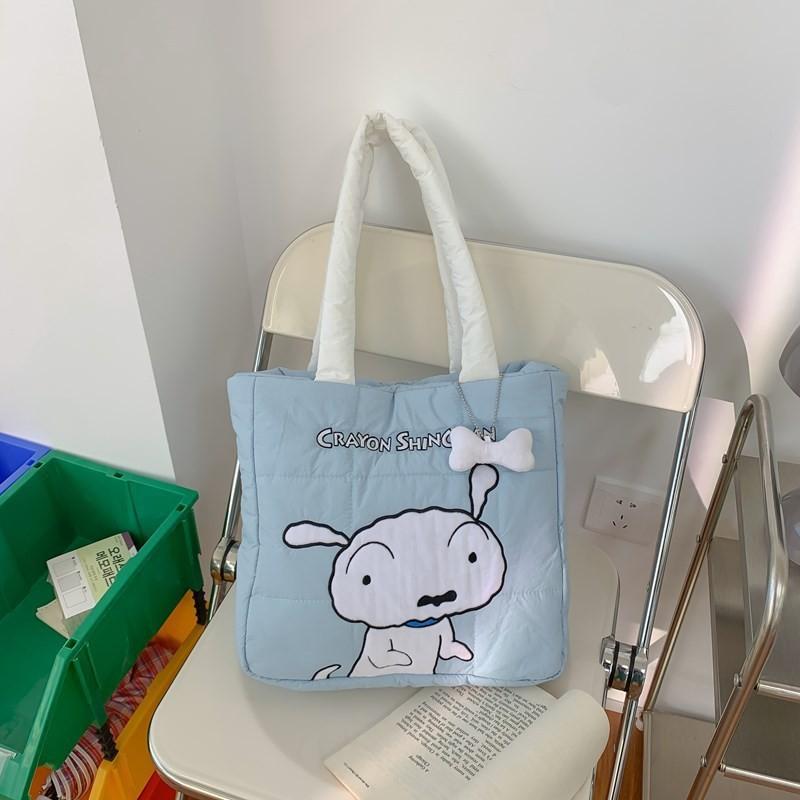 Fashion Cartoon Down Cloth Handbag Bag Four-color Shoulder Bag Cute Soft Cute Cat Tote Bag Large-capacity Bag