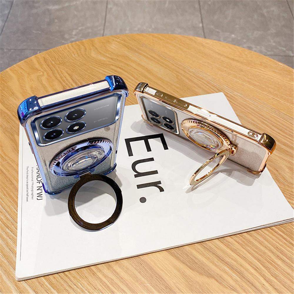 Quicksand Glitter Ring Stand Phone Case For Xiaomi Poco X6 Pro 5G X6 X3 NFC M6 Pro C65 12T 13T Pro Soft Silicon Shockproof Cover