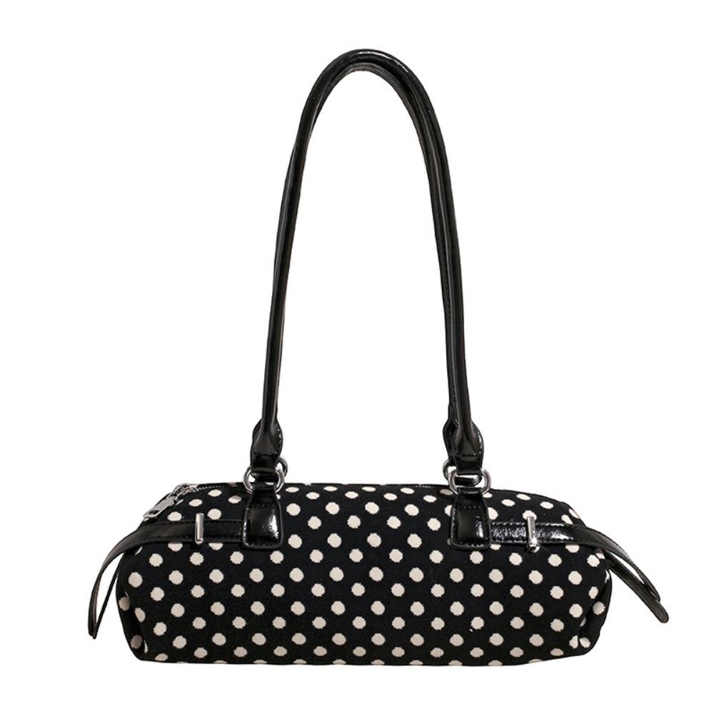 High-end Large Capacity Polka Dot Handbag Zipper Design Polka Dot Women s Bag Shoulder Bag Women чёрный