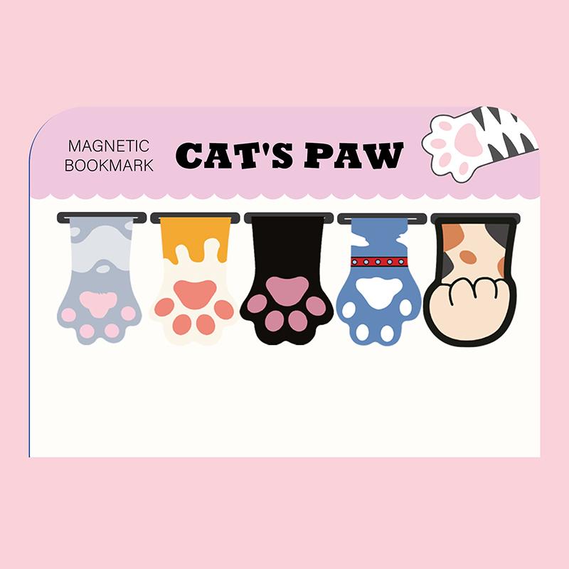 5Pcs Cute Cartoon Cat Claw Cloud Magnetic Bookmarks Creative Foldable Magnet Book Pages Holder Student Stationery Teacher Gifts